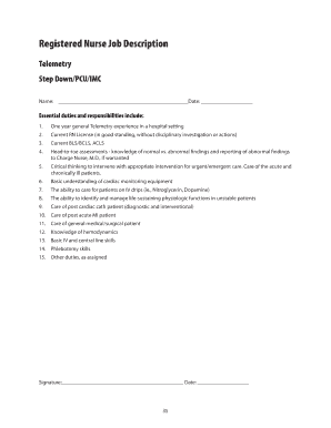 Registered Nurse Job Description for Telemetry