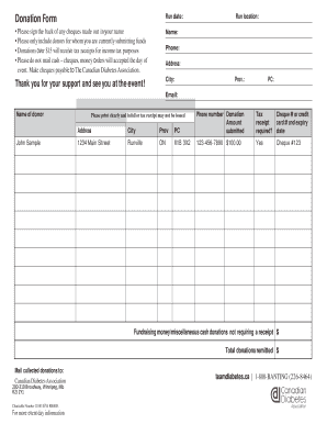 Canadian Diabetes Association Donation Form