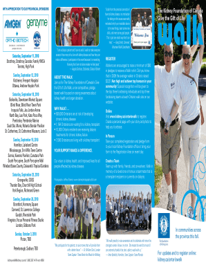 Kidney Foundation of Canada Walk Registration Form