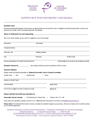 Pancreatic Cancer Donation Form