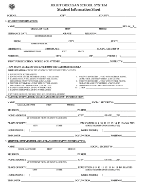 Student Information Sheet