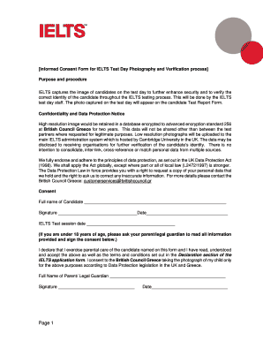 IELTS Test Day Photography Consent Form