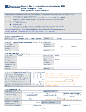 Student Conveyance Allowance Application