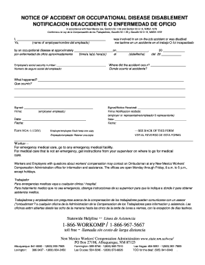 New Mexico Notice of Accident or Occupational Disease Disablement