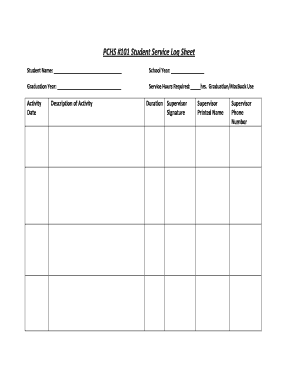 Student sign in sheet pdf - PCHS 101 Student Service Log Sheet