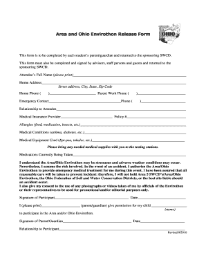 Area and Ohio Envirothon Release Form