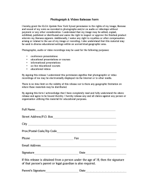 Photograph & Video Release Form