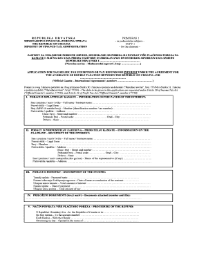 Croatian Tax Relief Application Form