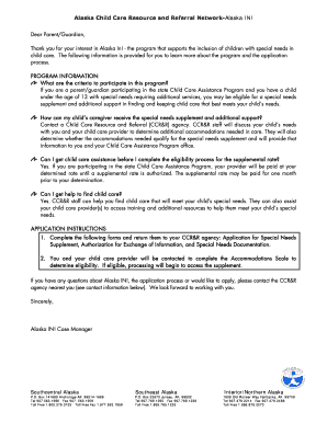 Alaska Special Needs Supplement Application