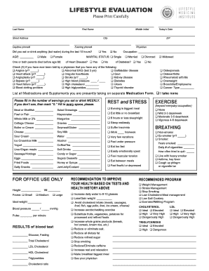Lifestyle Evaluation Form