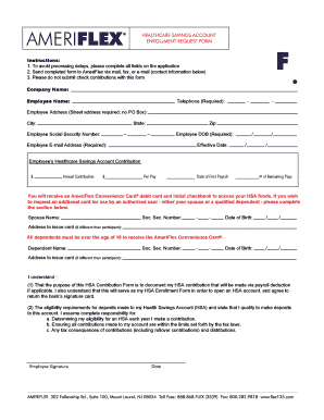 AmeriFlex Healthcare Savings Account Enrollment Form