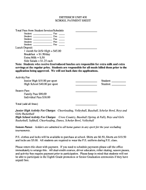 School Payment Sheet