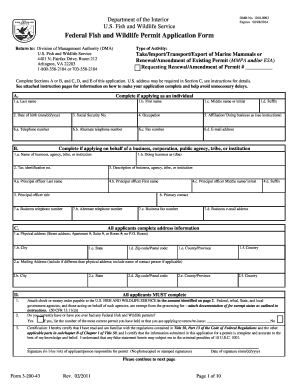 Federal Fish and Wildlife Permit Application Form