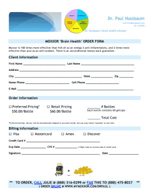 Moxxor Brain Health Order Form