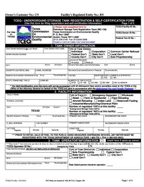 Texas Underground Storage Tank Registration Form