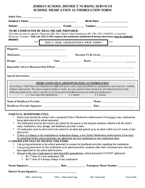 School Medication Authorization Form