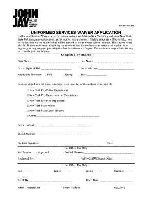 Uniformed Services Waiver Application