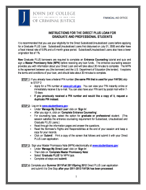 Direct PLUS Loan Application for Graduate and Professional Students
