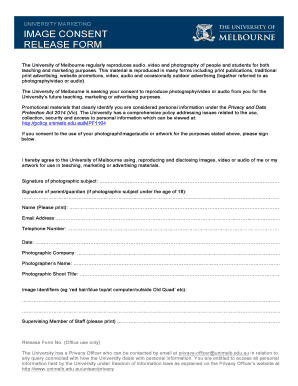 University of Melbourne Image Consent Release Form