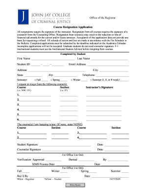 Course Resignation Application