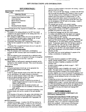 Individualized Education Program Team Form