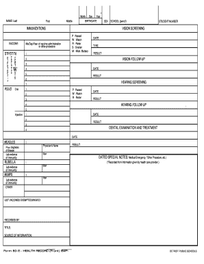 Form 80-E - Health Record