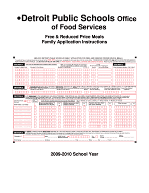 Detroit Public Schools Free & Reduced Price Meals Application