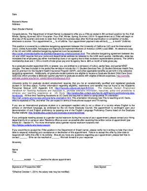 Teaching Assistant Appointment Letter
