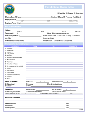 Payroll Status Change Notice