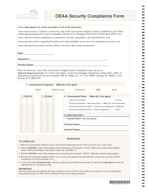 Michigan OEAA Security Compliance Form