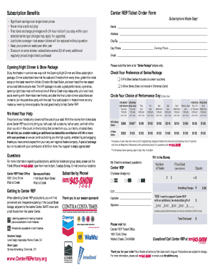 Center REP Ticket Order Form