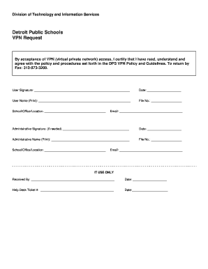 Detroit Public Schools VPN Request Form