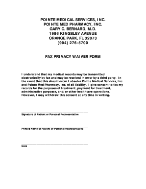 Fax Privacy Waiver Form
