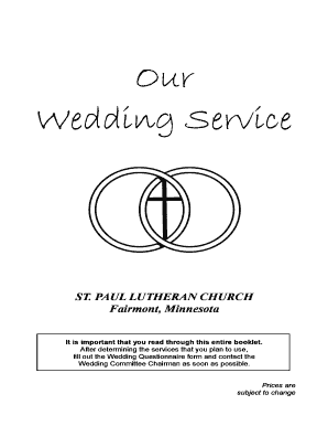 Wedding song checklist printable - Our Wedding Service - St Paul Evangelical Lutheran Church - splfairmont