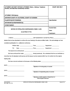 Notice of Stipulated Continuance