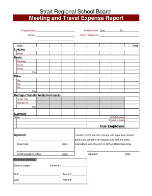 Meeting and Travel Expense Report