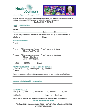 Healing Journeys Donation Form