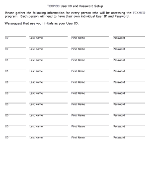 TCXMED User ID and Password Setup