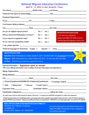 National Migrant Education Conference Registration Form