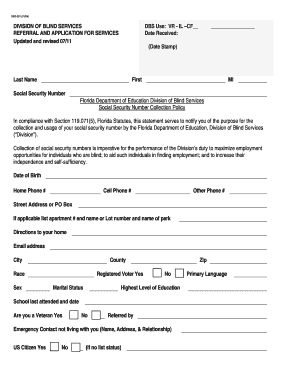Florida Division of Blind Services Application