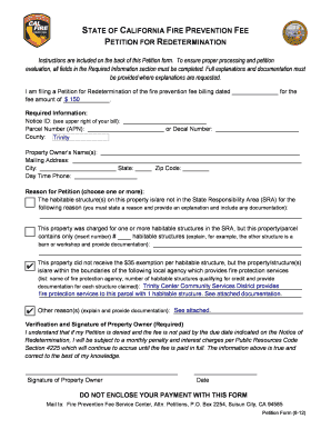 California Fire Prevention Fee Petition for Redetermination