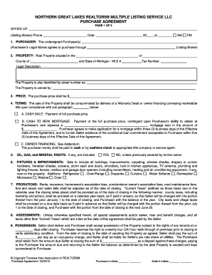 Michigan Real Estate Purchase Agreement