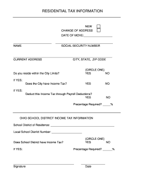 Ohio Residential Tax Information Form