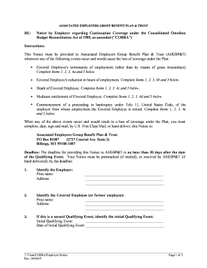 COBRA Continuation Coverage Notice