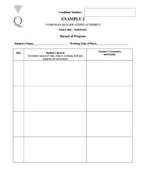 Tasmanian Writing Progress Record