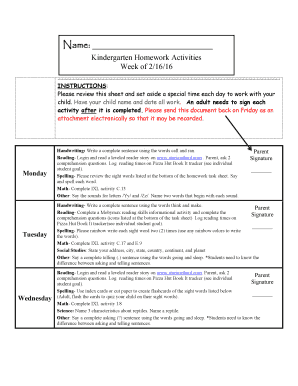 Synonyms of scope - Name: Kindergarten Homework Activities Week of 2/16/16 ********************************************************************************* INSTRUCTIONS: Please review this sheet and set aside a special time each day to work with your child -