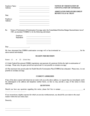 COBRA Termination Notice