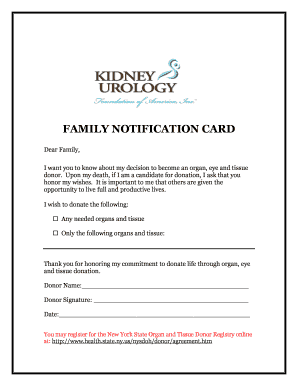 FAMILY NOTIFICATION CARD - Kidney Urology