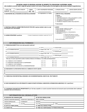 SCHEDA UNICA DI SEGNALAZIONE DI SOSPETTA REAZIONE AVVERSA (ADR)