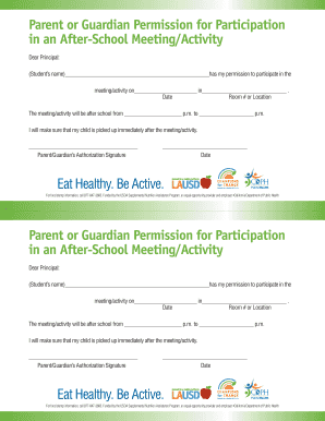 Parent Permission for After-School Activity